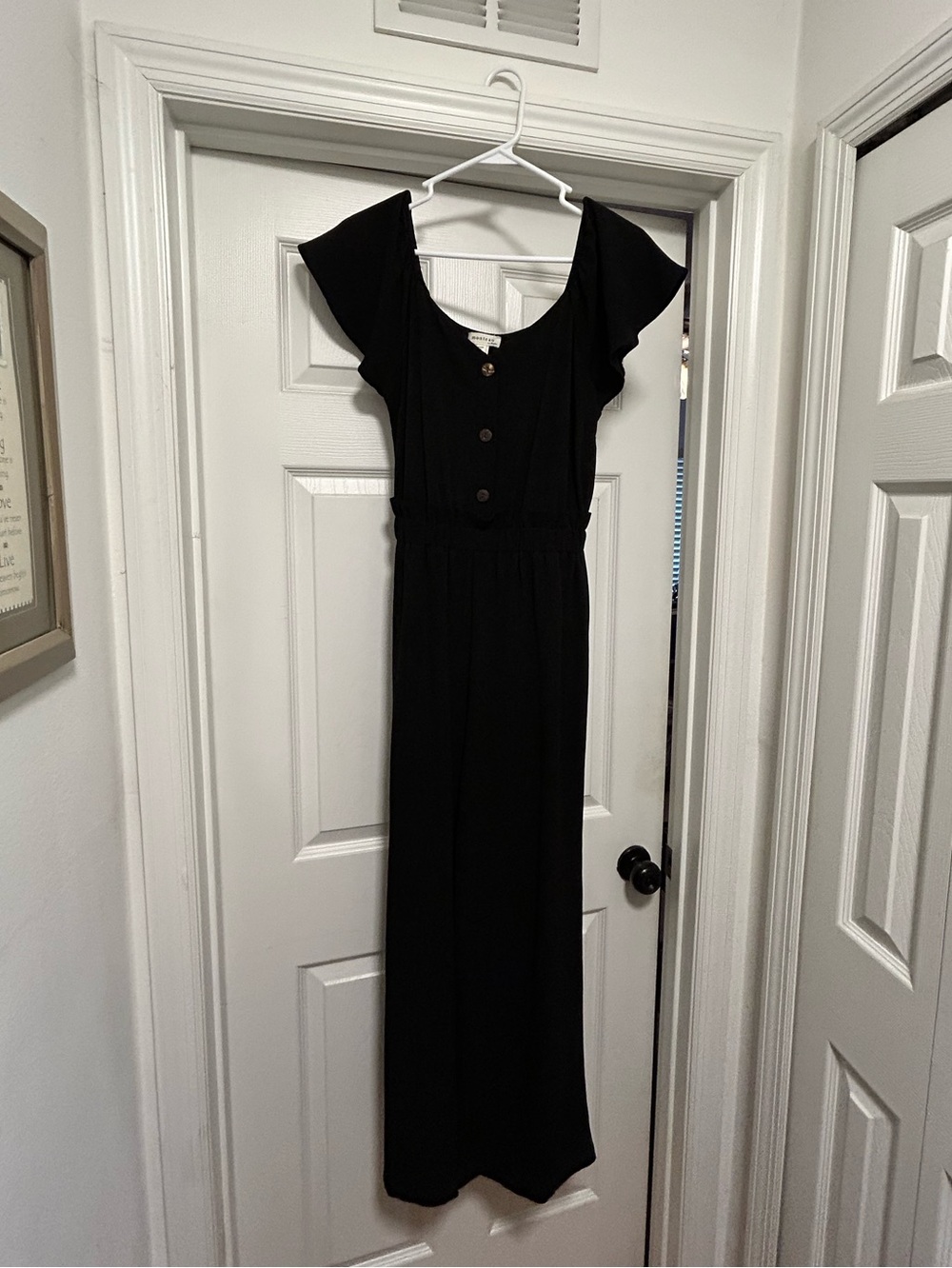 Monteau Los Angeles Jumpsuit M Minimal Ruffle Casual Preppy Chic Bohemian Boho